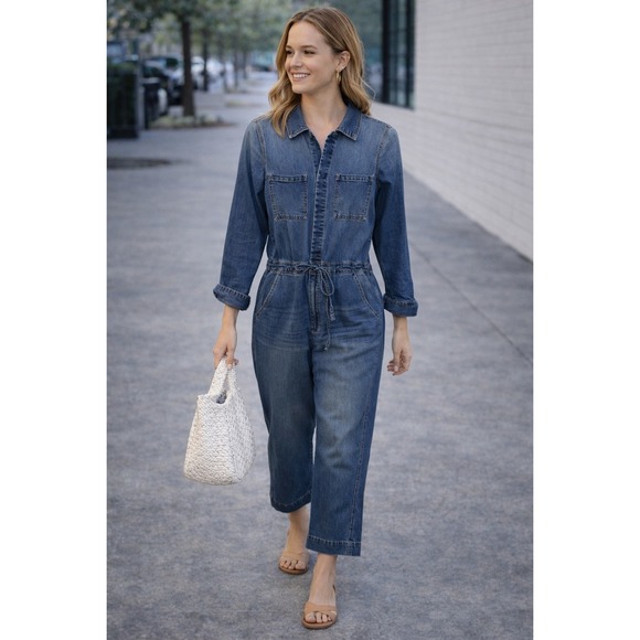 Scoop Pants - Scoop Women's Stretch Denim Jumpsuit – Size 8, Cropped, Drawstring Waist‎